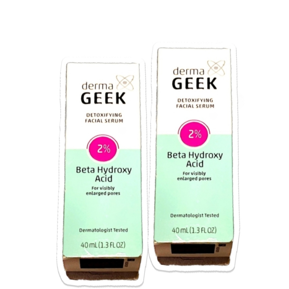 NWT 》2×《DERMA GEEK DETOXIFYING FACIAL SERUM 2% BETA HYDROXY ACID!